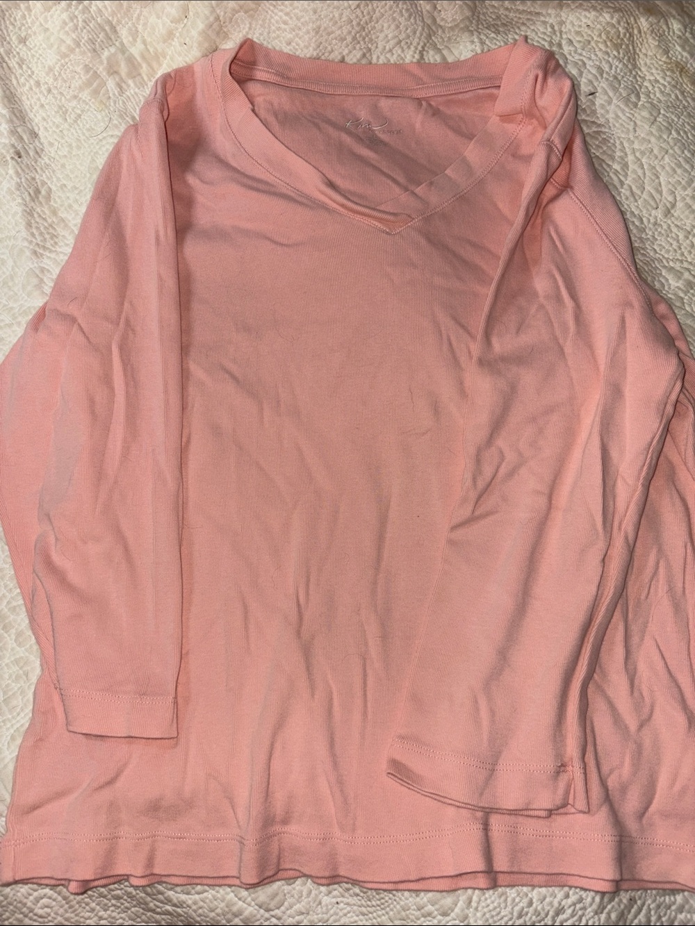 Kim Rogers Light Pink Long-Sleeve V-Neck Top